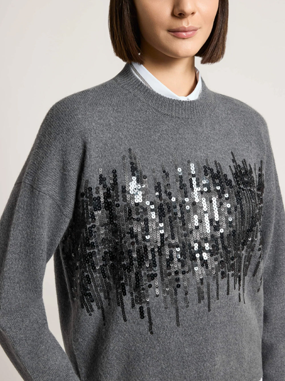 PESERICO Round Neck Sweater L72 GRIGIO ECLISSE