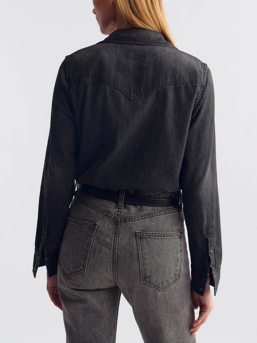 NILI LOTAN `Travis` Shirt FBW FADED BLACK WASH