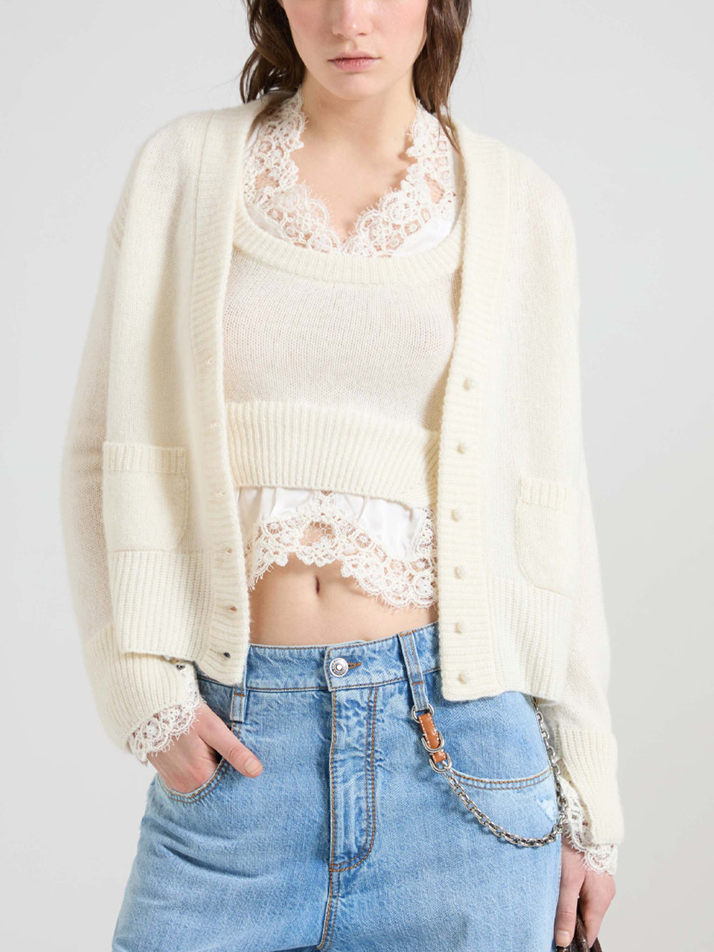 ERMANNO SCERVINO Cardigan 14300 MARSHMALLOW