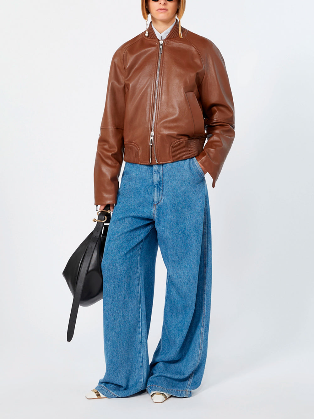 SPORTMAX `Amour` Leather Jacket 001 MARRONE
