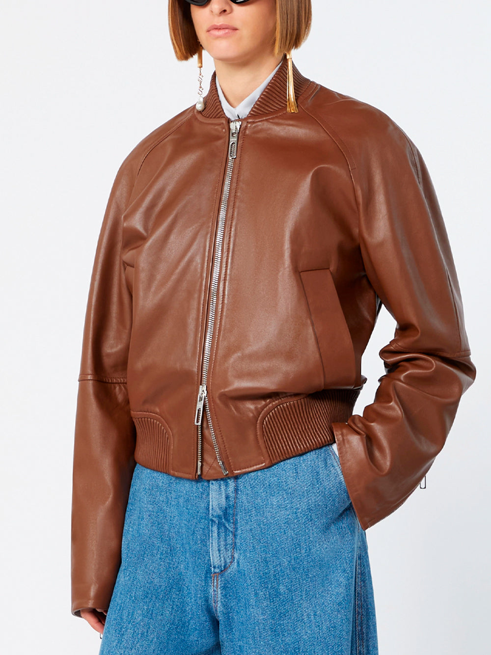 SPORTMAX `Amour` Leather Jacket 001 MARRONE