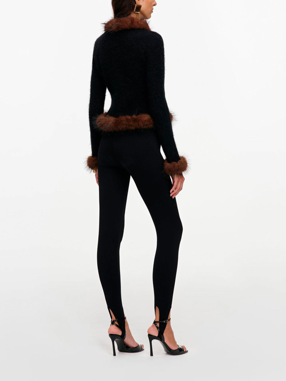 SELF-PORTRAIT Faux Fur Knit Cardigan BLACK