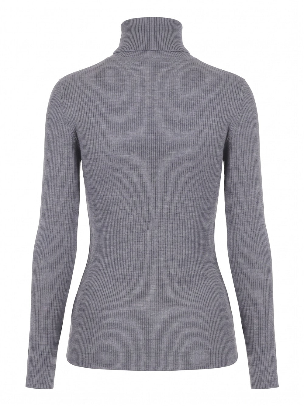 ELISABETTA FRANCHI Ribbed Knit Top - G41 GRIGIO MELANGE/AVORIO