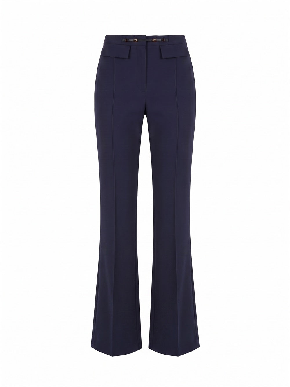 ELISABETTA FRANCHI Slim Fit Palazzo Pants In Double Layer Stretch Crêpe Fabric - H88 BLU NOTTE