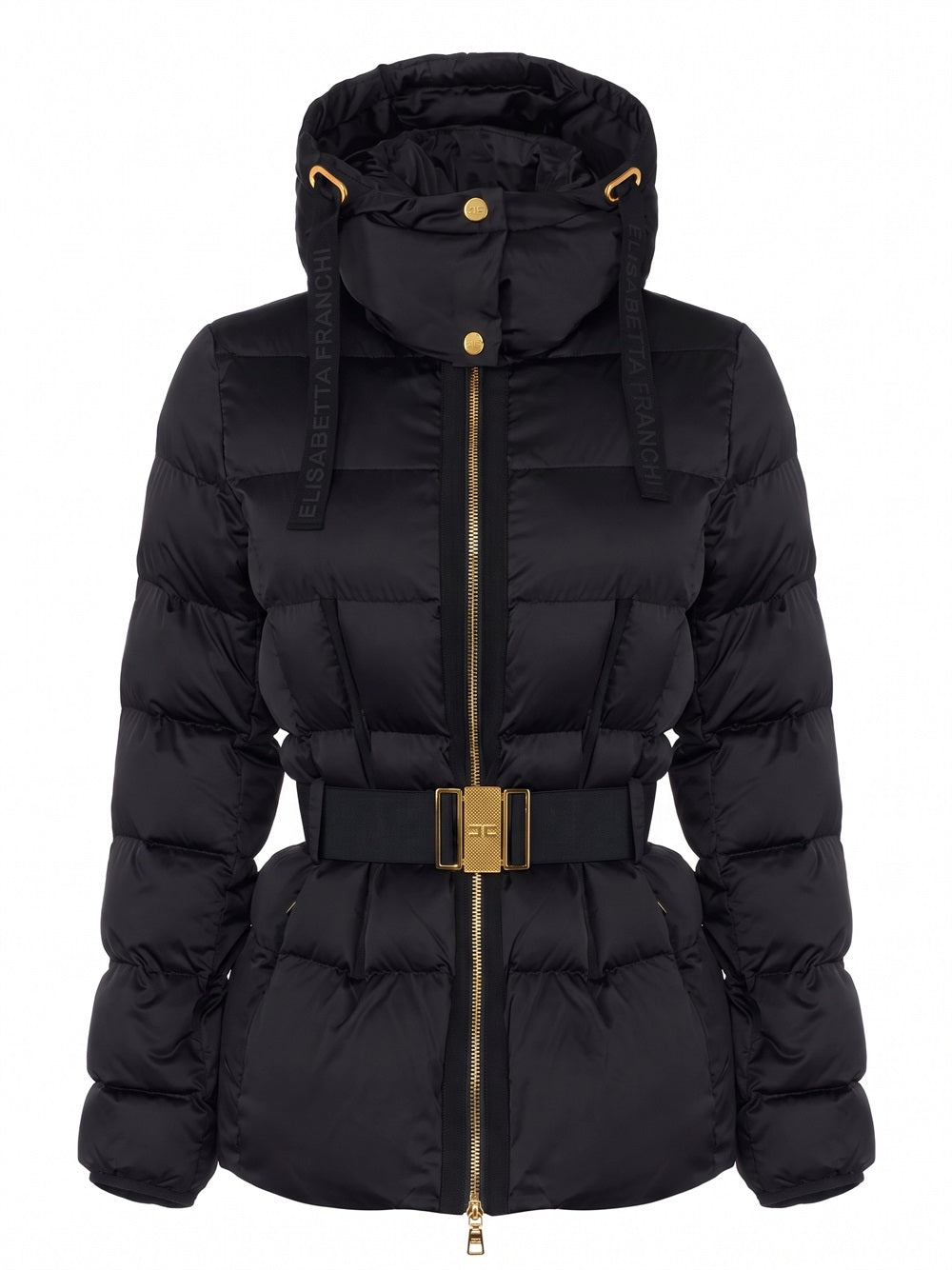ELISABETTA FRANCHI Down Jacket In Voile Fabric - 110 NERO