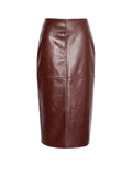 SPORTMAX `Lappole` Leather Skirt 001 PRUGNA