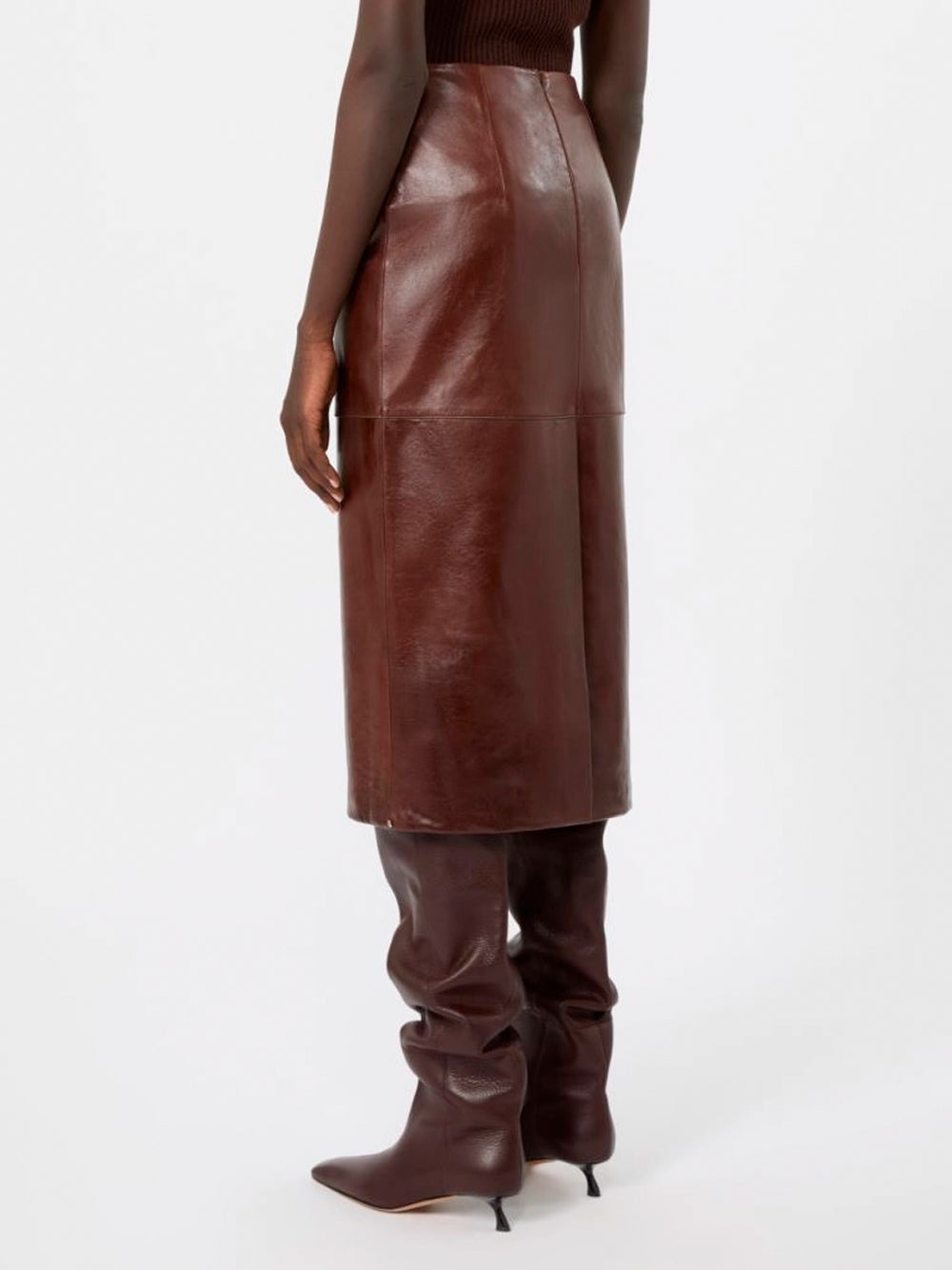 SPORTMAX `Lappole` Leather Skirt 001 PRUGNA