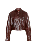 SPORTMAX `Liuti` Leather Jacket 001 PRUGNA
