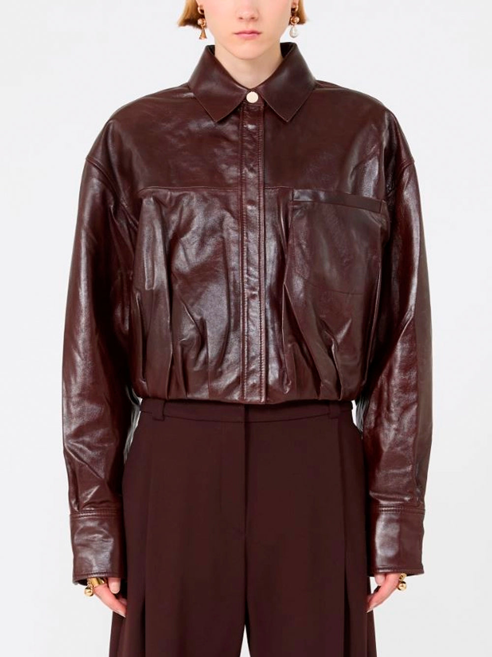 SPORTMAX `Liuti` Leather Jacket 001 PRUGNA