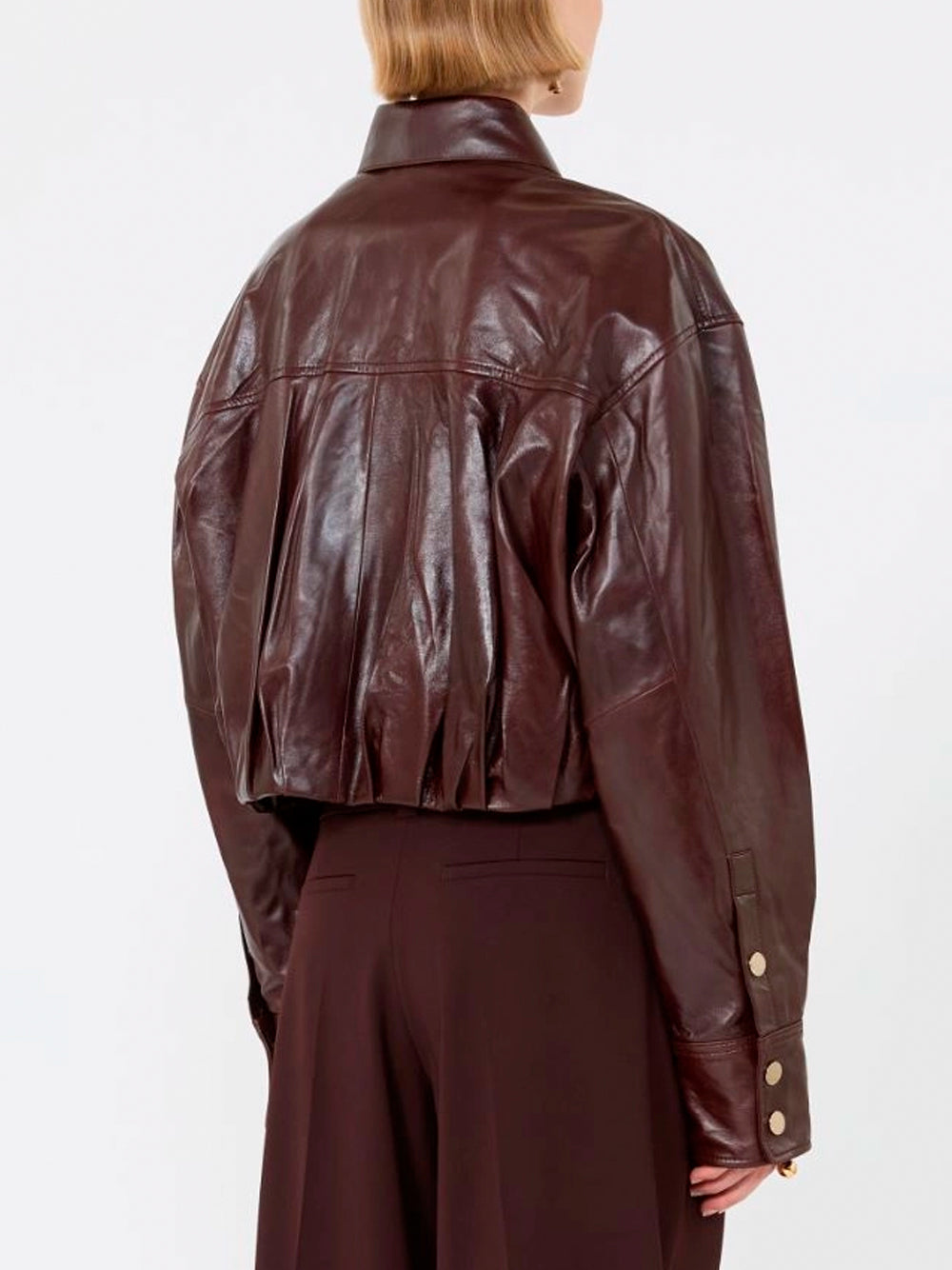 SPORTMAX `Liuti` Leather Jacket 001 PRUGNA