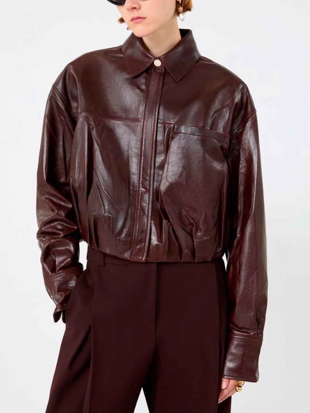 SPORTMAX `Liuti` Leather Jacket 001 PRUGNA