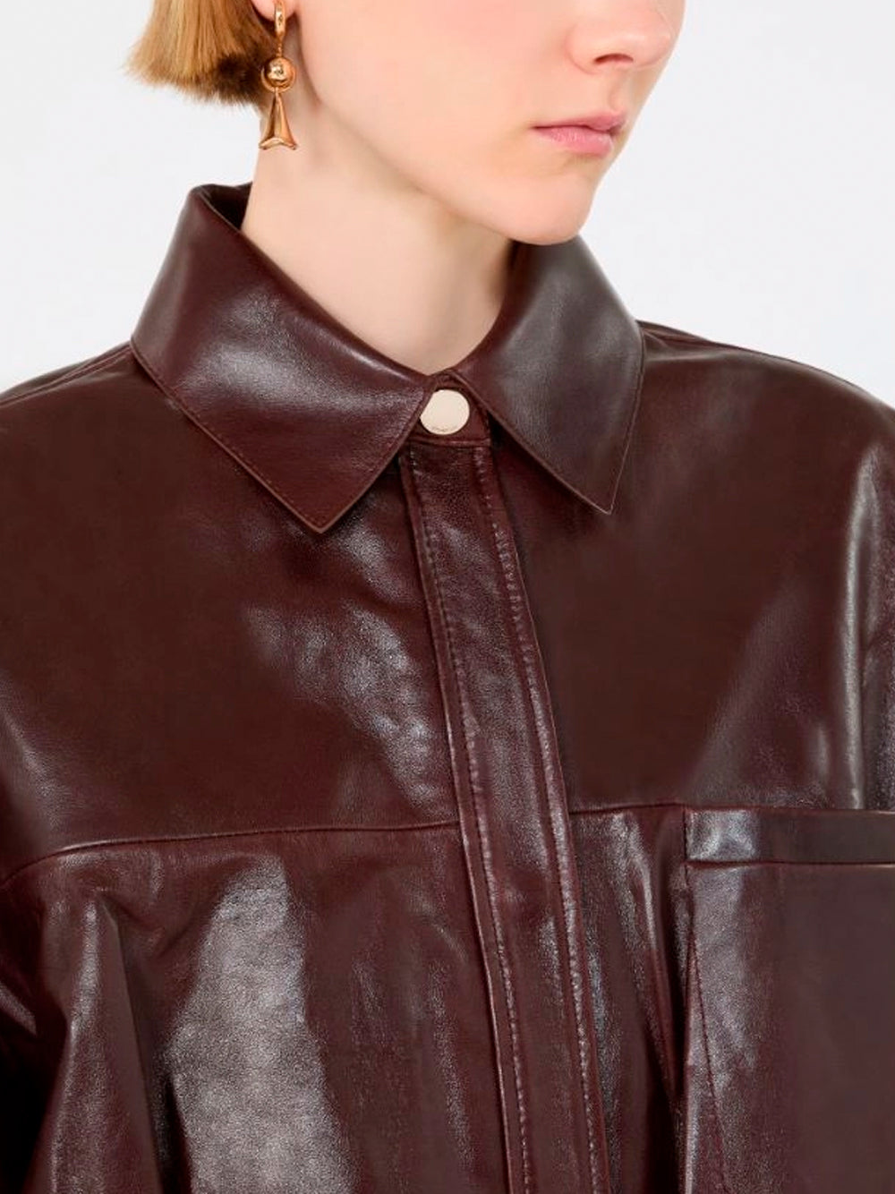 SPORTMAX `Liuti` Leather Jacket 001 PRUGNA