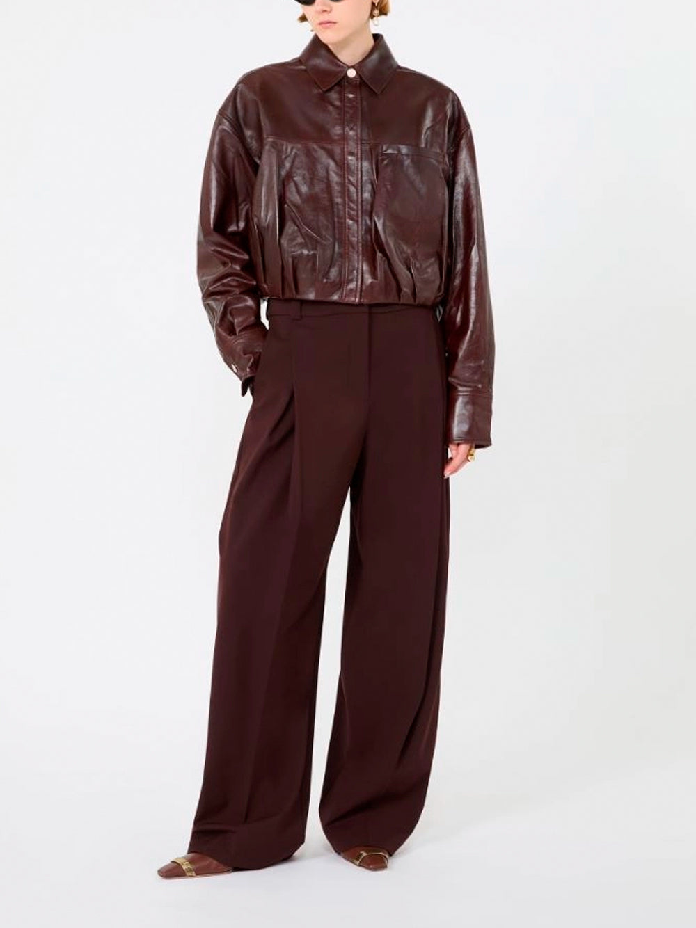 SPORTMAX `Liuti` Leather Jacket 001 PRUGNA