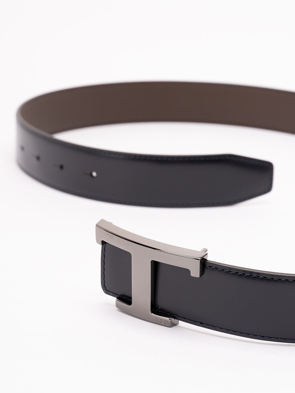 TOD`S T Leather Belt 01L7 GALASSIA+T.MORO