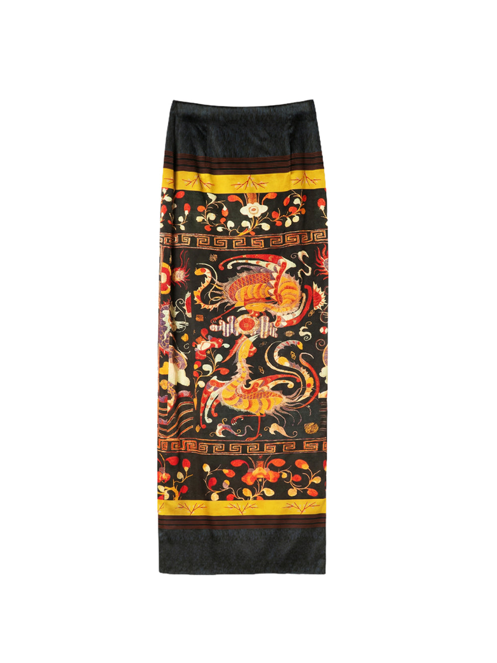 HUI MILANO Dragon Printed Midi Skirt BLUE FLORAL