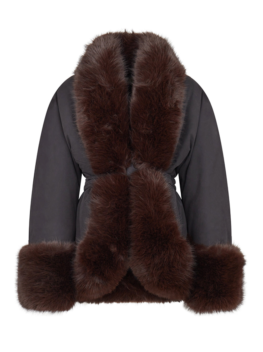 THE ANDAMANE `Brina` Faux Fur Jacket 999 BLACK