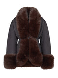 THE ANDAMANE `Brina` Faux Fur Jacket 999 BLACK