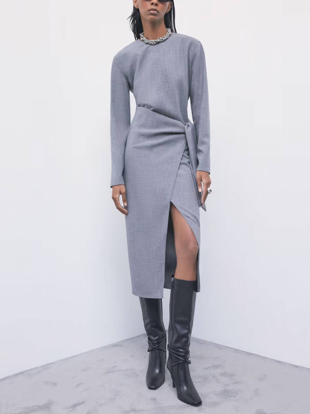 PATRIZIA PEPE Dress S800 GRAY MELANGE