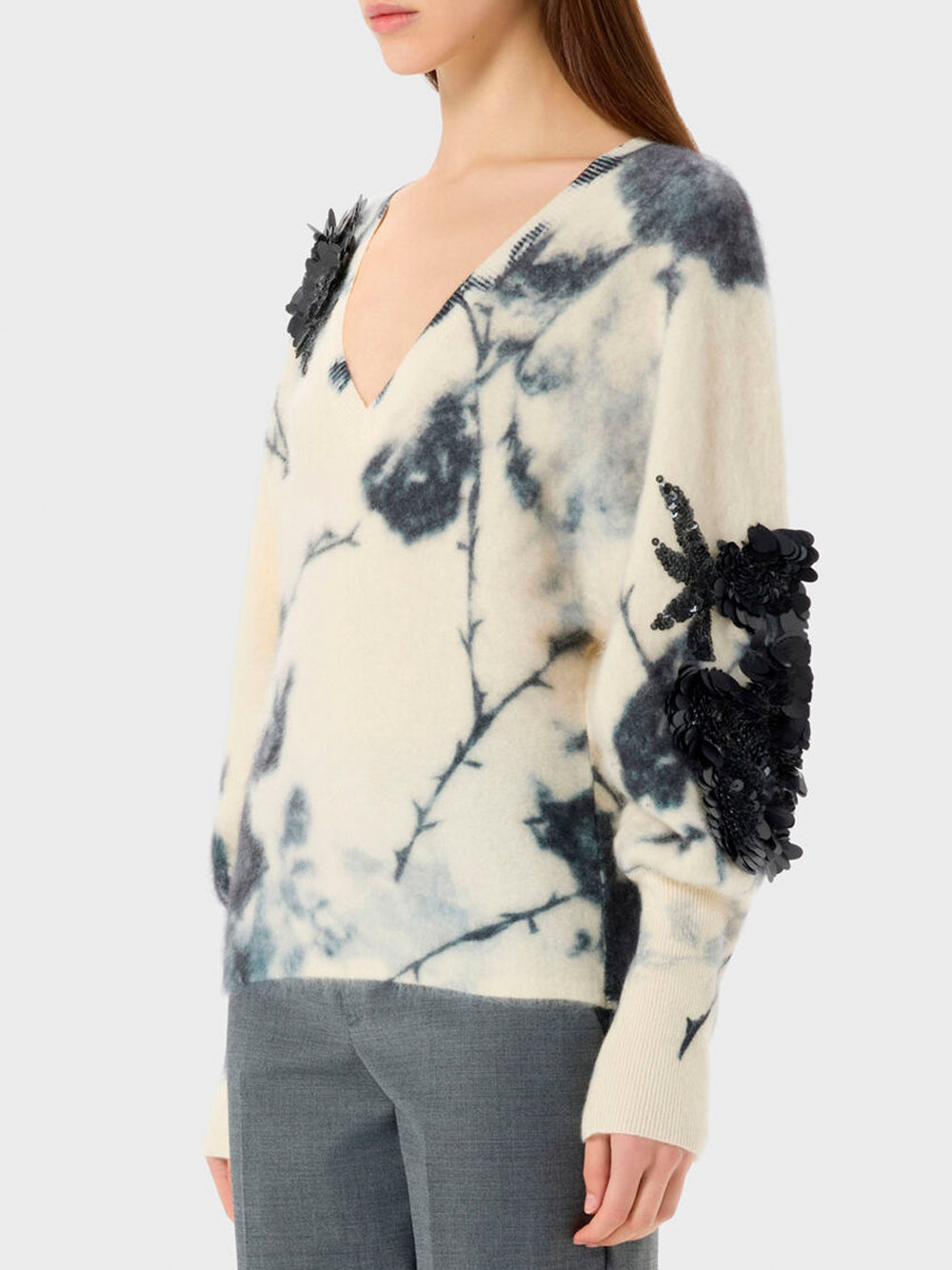 BLUMARINE Round Neck Sweater L9635 AMBERLIGHT/BLACK