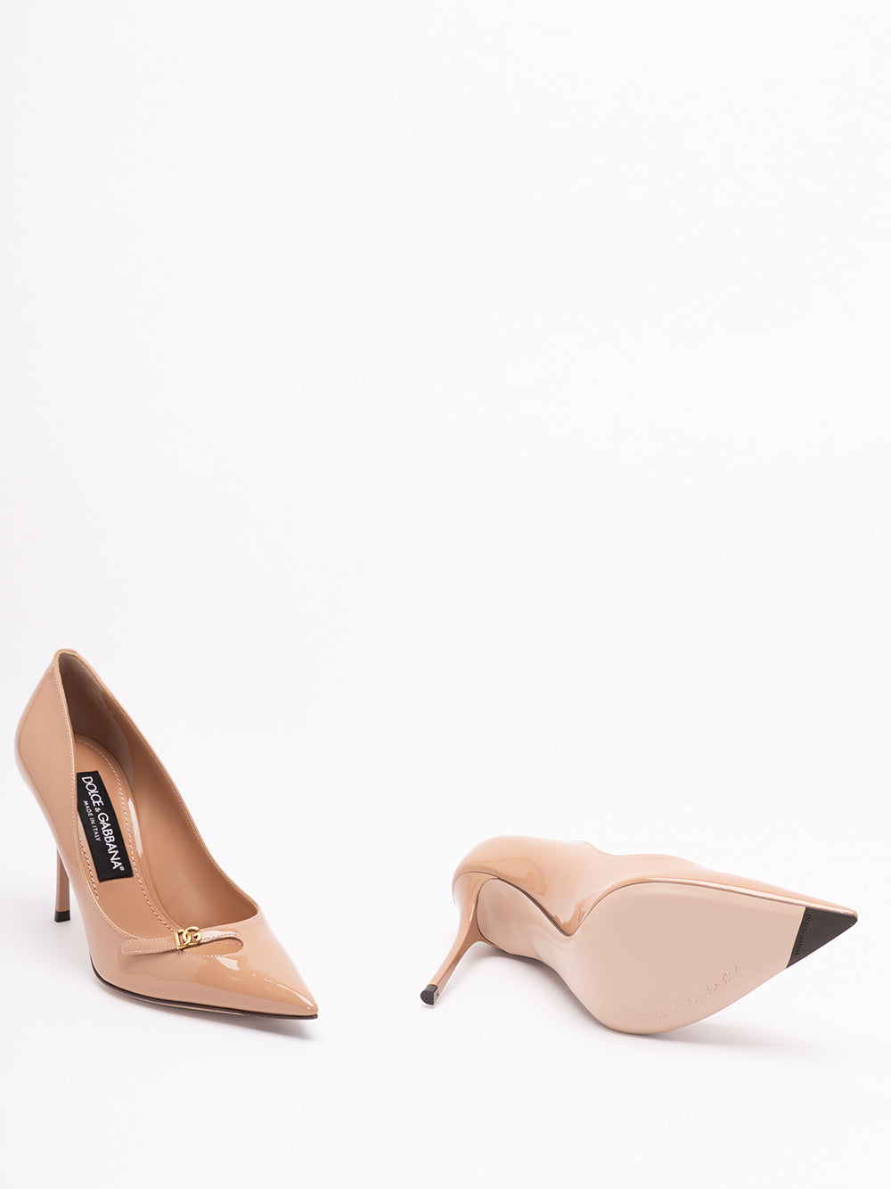 DOLCE & GABBANA Patent Leather Pumps 8H056 BEIGE SCURO