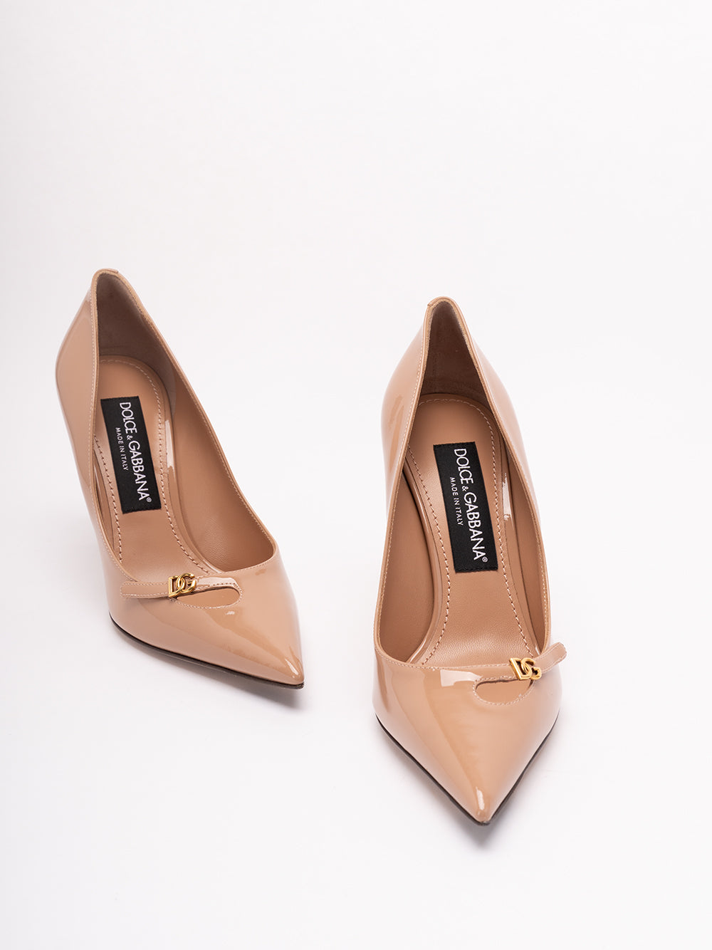 DOLCE & GABBANA Patent Leather Pumps 8H056 BEIGE SCURO