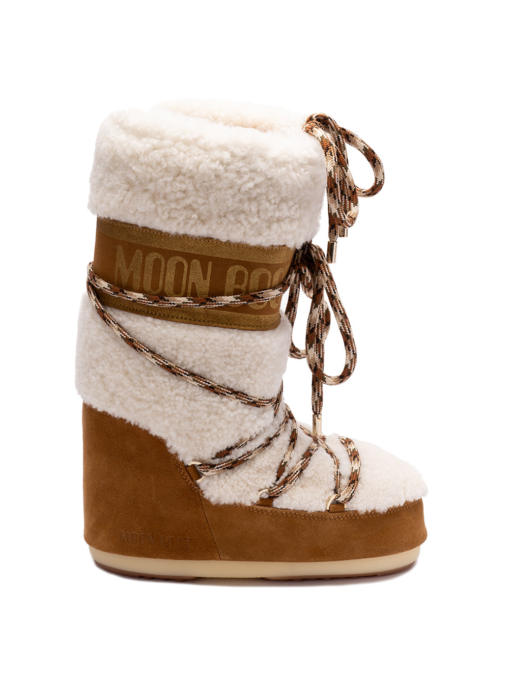 MOON BOOT `Icon Shearling` Boots MA03 WHISKY/OFF WHITE