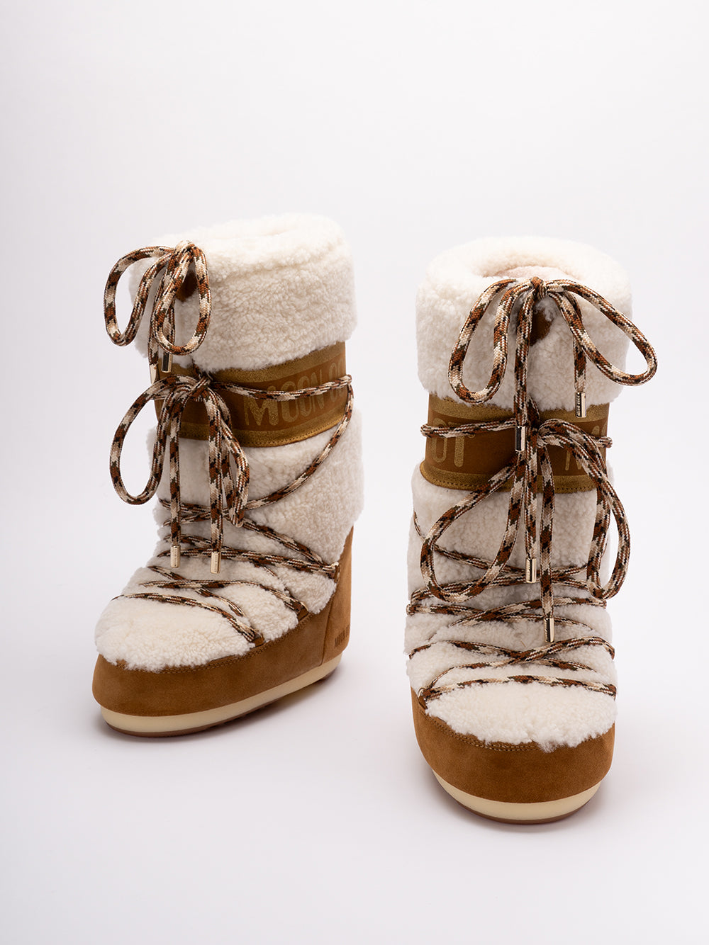 MOON BOOT `Icon Shearling` Boots MA03 WHISKY/OFF WHITE