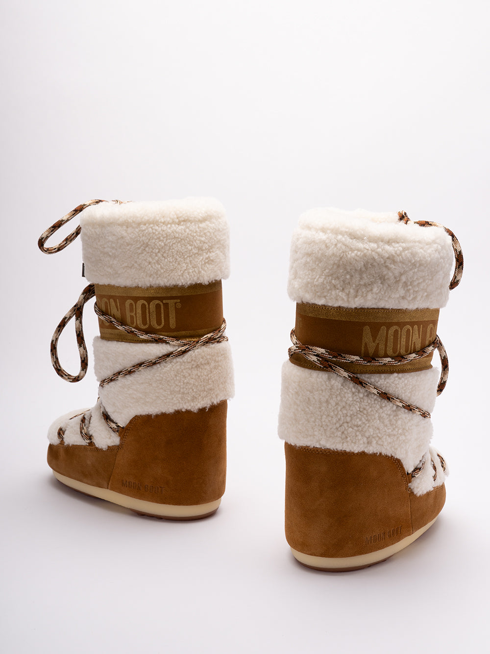 MOON BOOT `Icon Shearling` Boots MA03 WHISKY/OFF WHITE