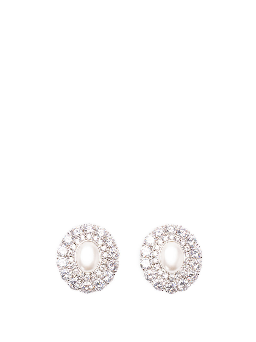 SELF-PORTRAIT Oval Crystal Earrings PEARL