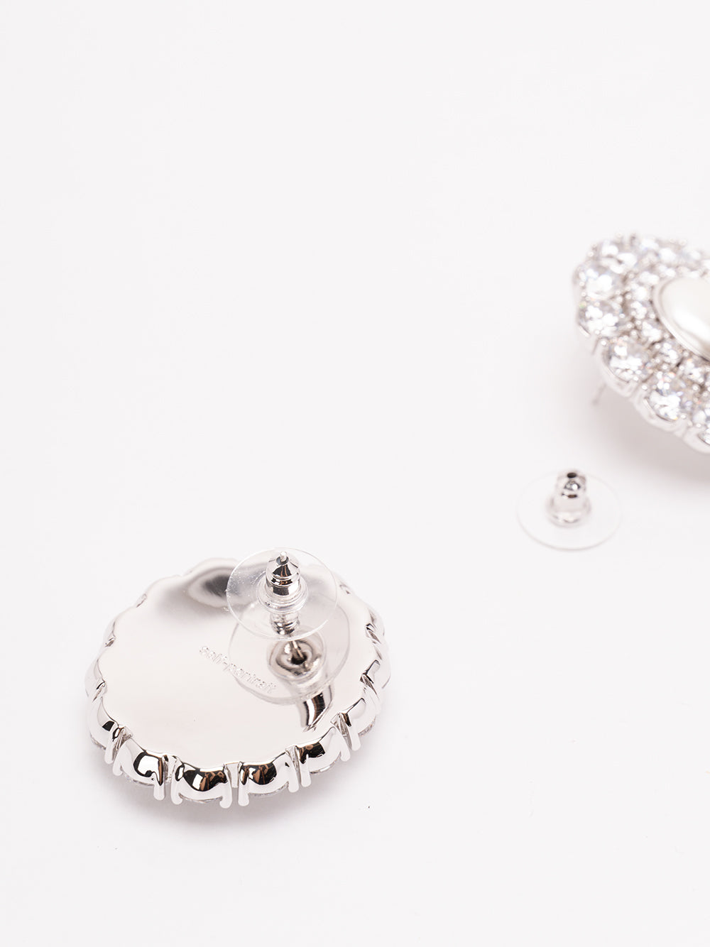 SELF-PORTRAIT Oval Crystal Earrings PEARL