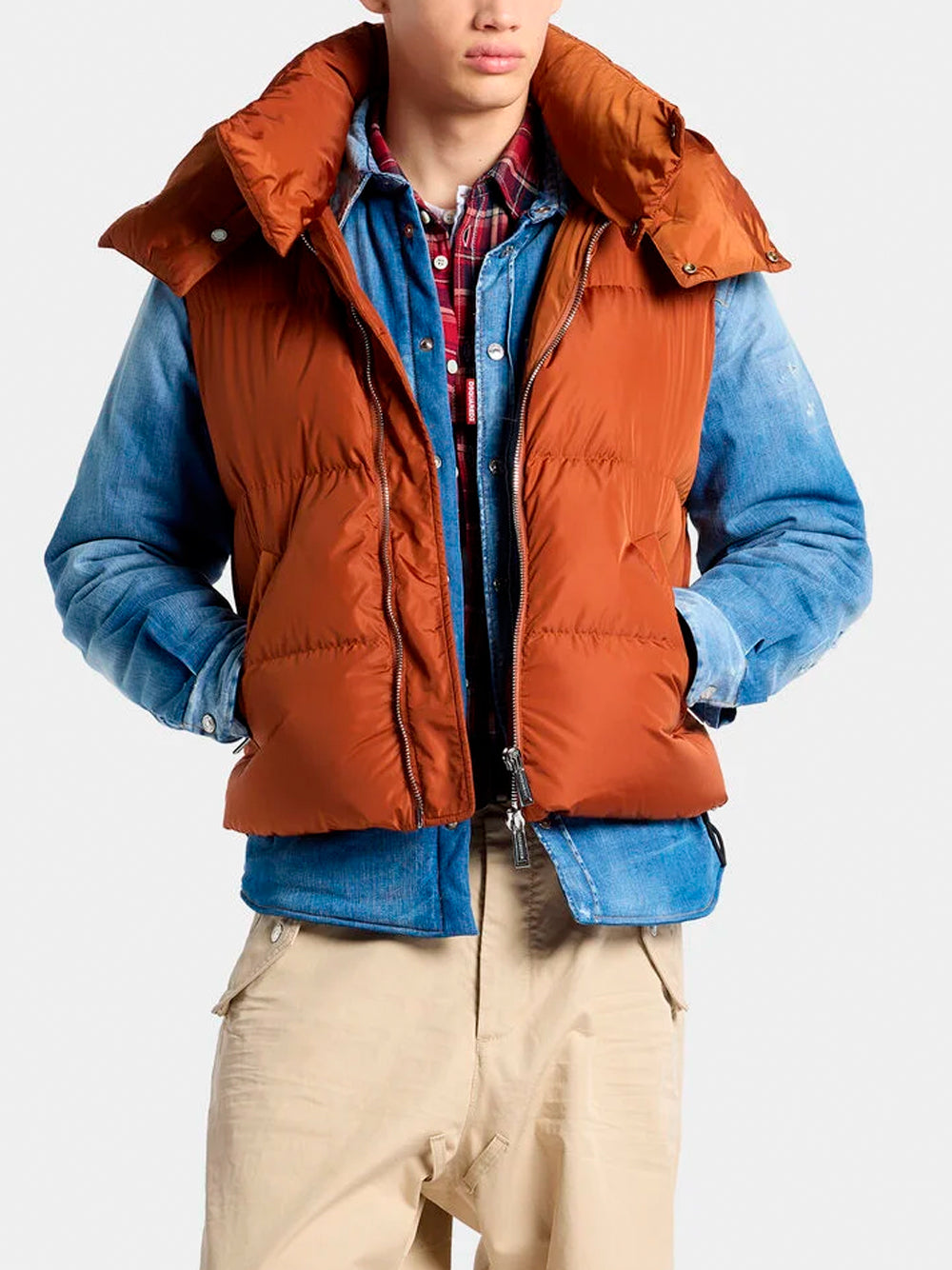 DSQUARED2 Hooded Down Vest 137 BRICK