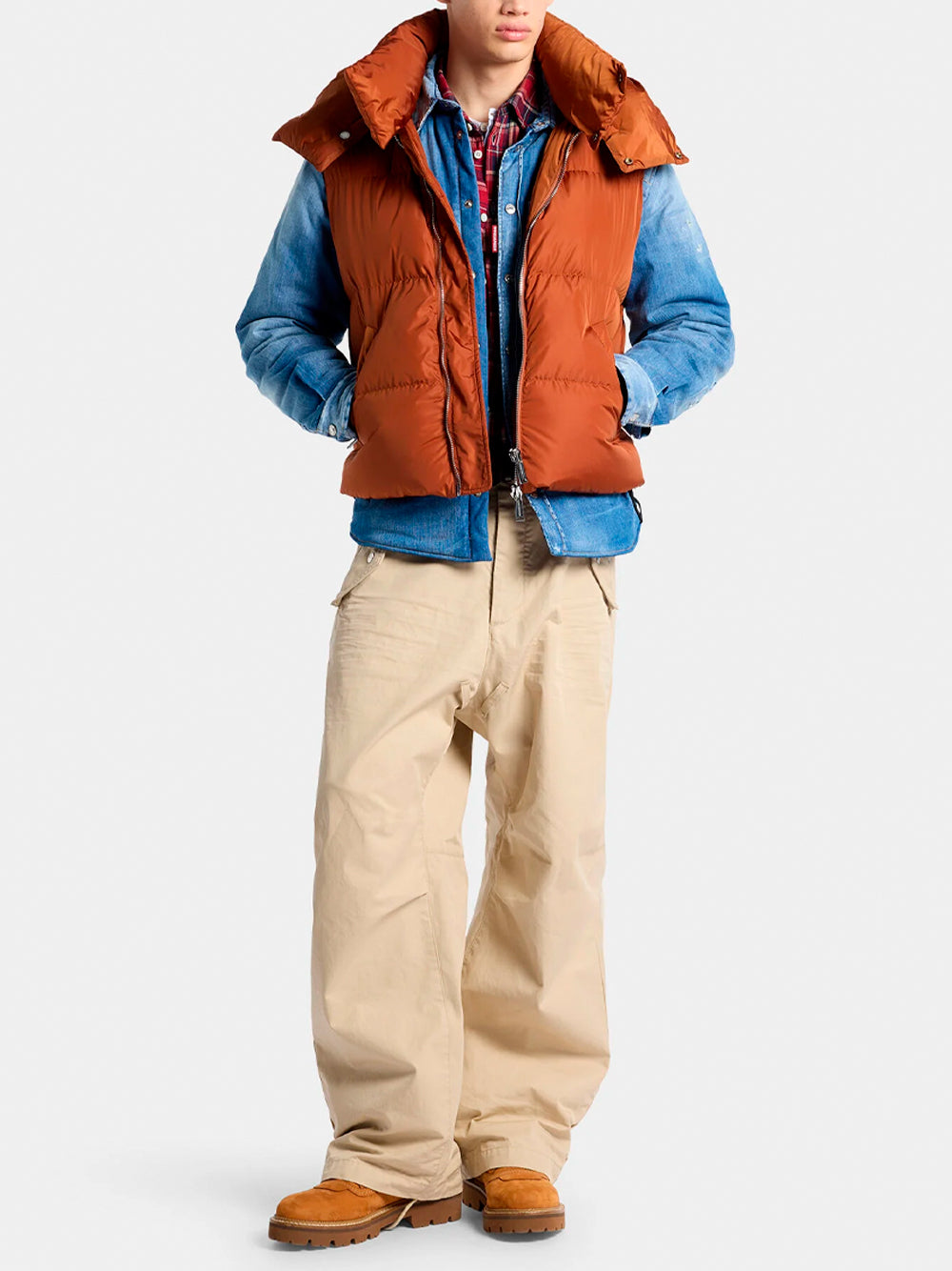 DSQUARED2 Hooded Down Vest 137 BRICK