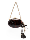 SELF-PORTRAIT Resin Oval Clutch BROWN