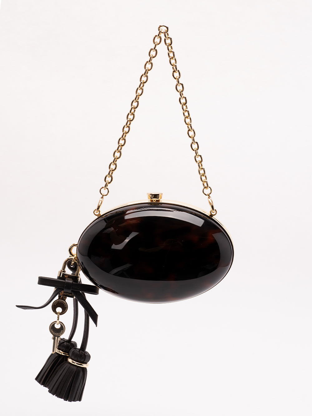 SELF-PORTRAIT Resin Oval Clutch BROWN