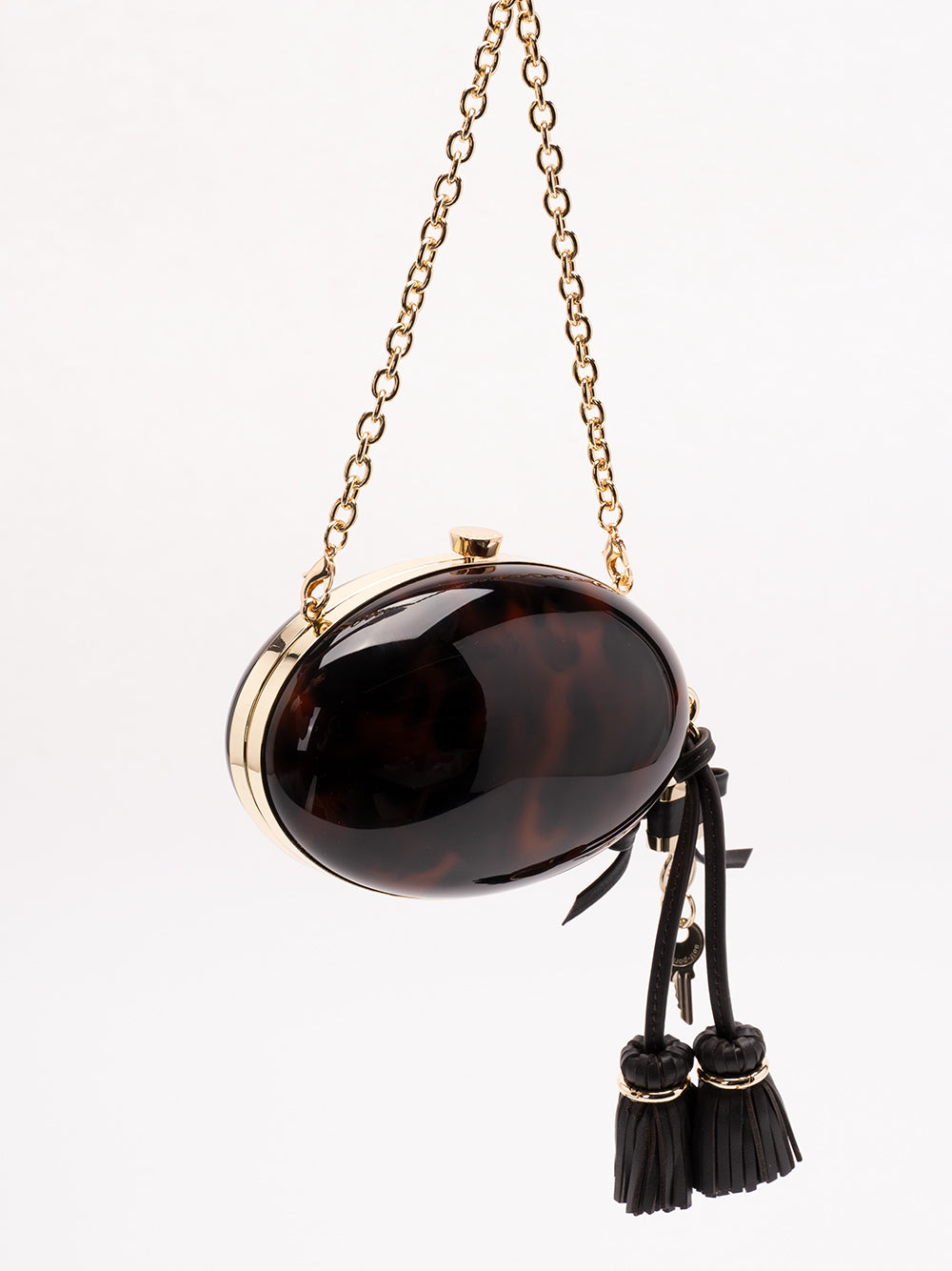 SELF-PORTRAIT Resin Oval Clutch BROWN