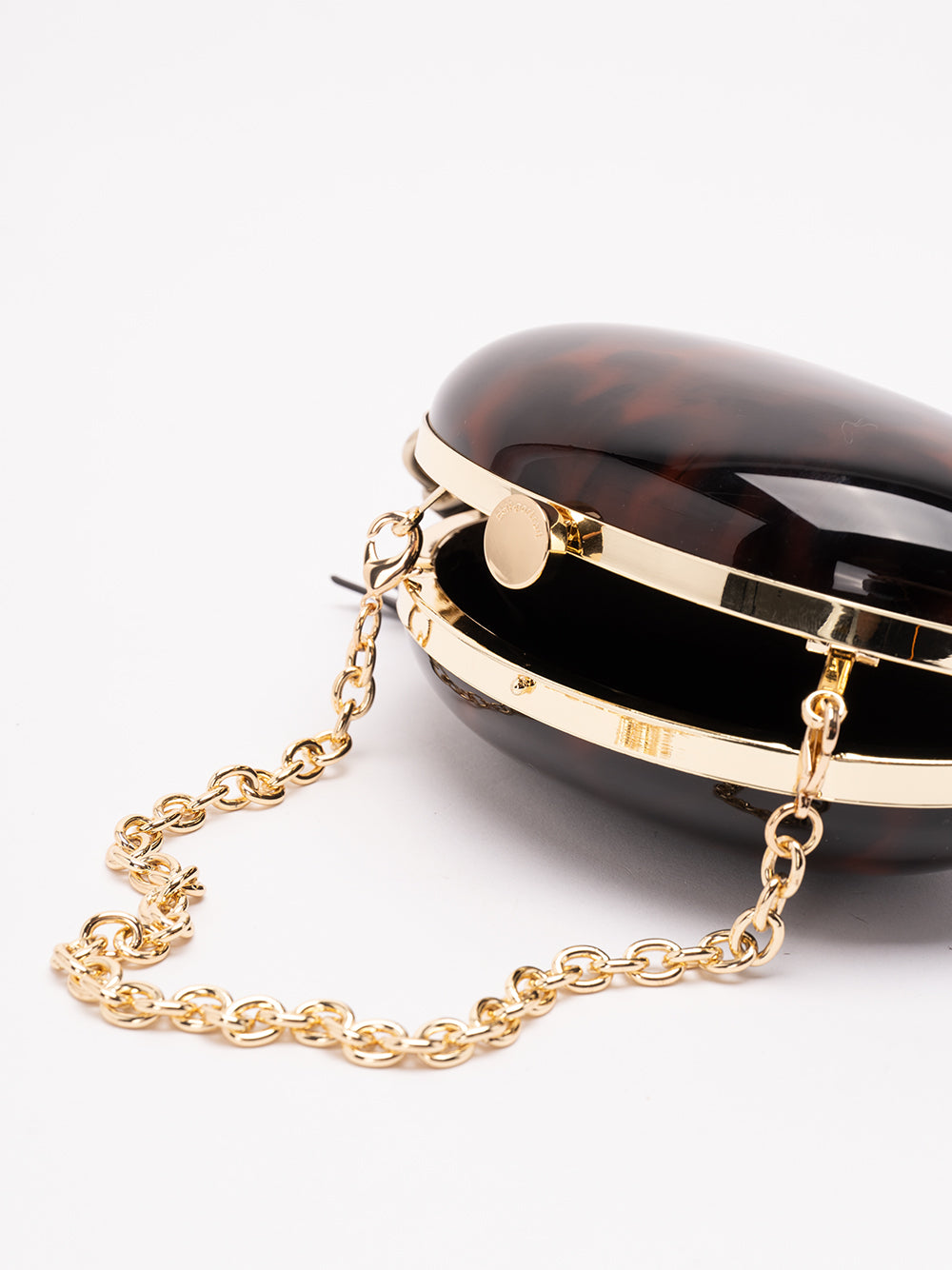 SELF-PORTRAIT Resin Oval Clutch BROWN