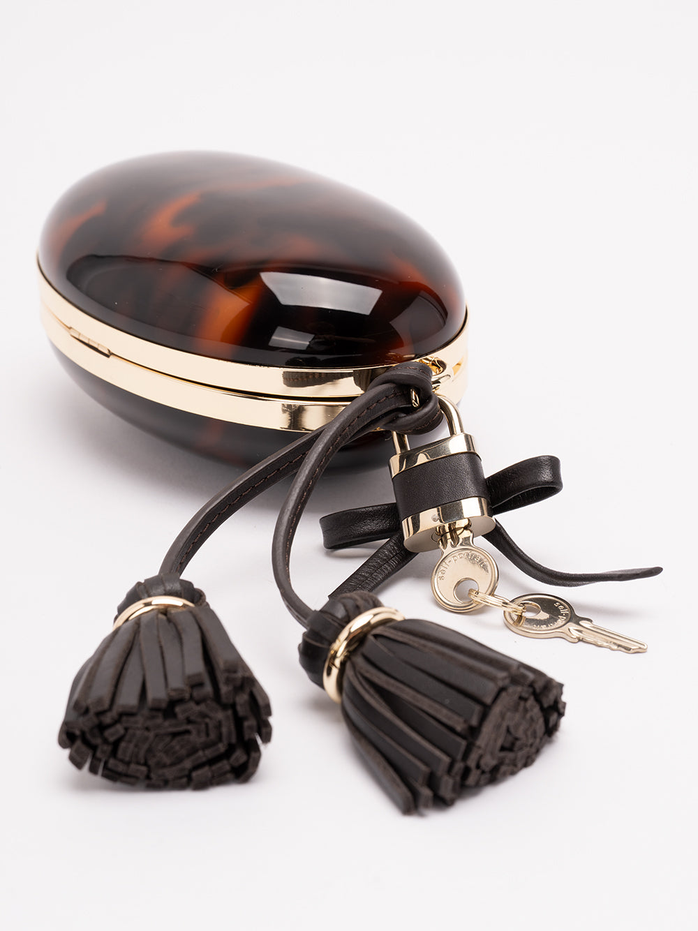 SELF-PORTRAIT Resin Oval Clutch BROWN