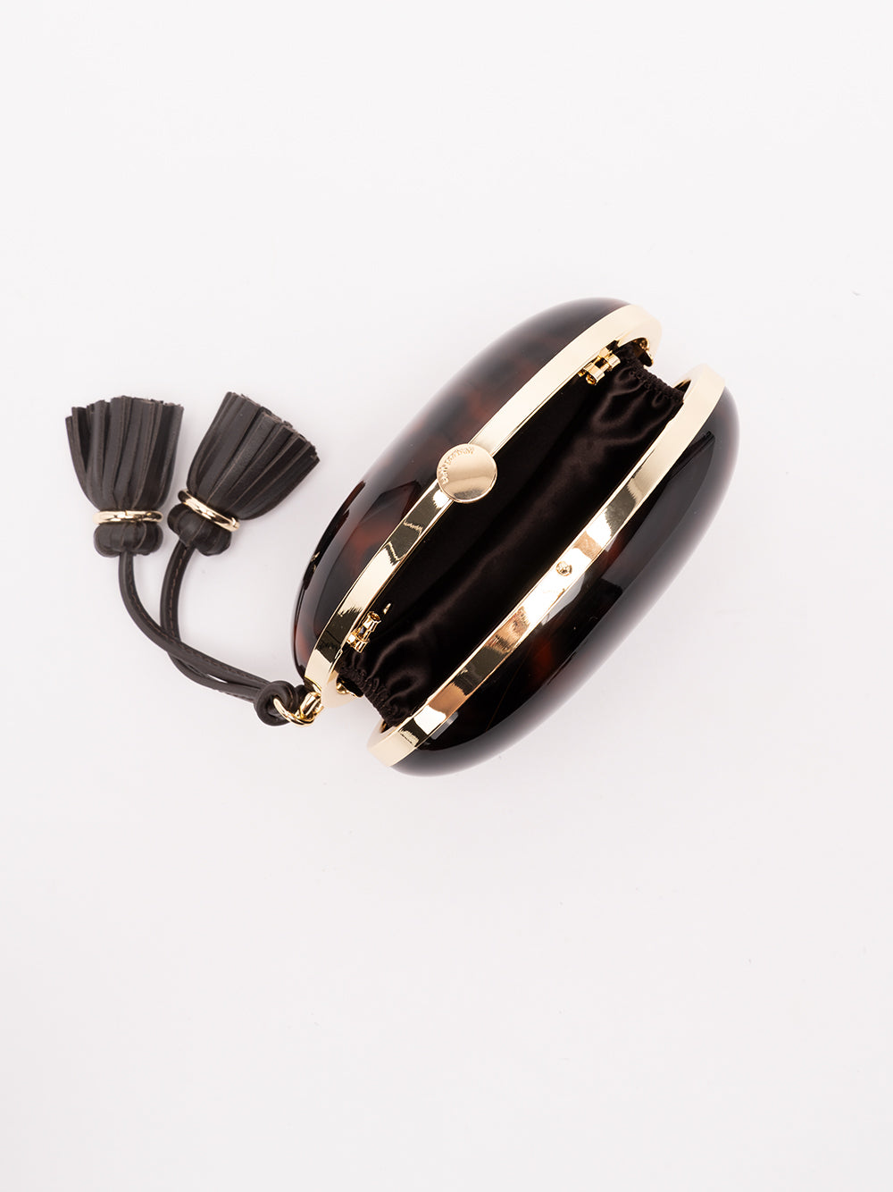 SELF-PORTRAIT Resin Oval Clutch BROWN